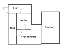 Grundriss der kleinen Ferienwohnung