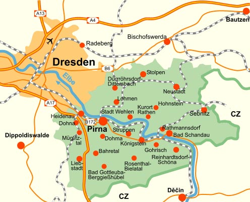 Sächsische Schweiz - Lage, Anreise, Verkehrsverbindung